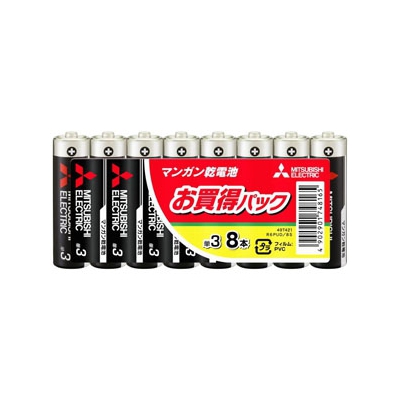 三菱 マンガン乾電池(黒) 単3形 8本パック  R6PUD/8S