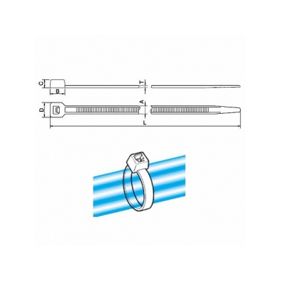 ヘラマンタイトン インシュロック 《カラータイ》 標準グレード 屋内用 オレンジ 全長152mm 幅3.5mm 100本入り 【受注生産品】  T30R-ORG 画像2