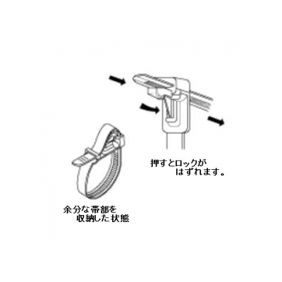 エスケイ工機 SKリリースタイ 再使用可能 標準グレード 全長150mm 幅7.4mm 100本入り  RS-151HC 画像3