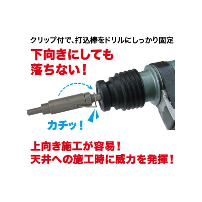 ジェフコム クリップ付打込棒付ドリル ハンマードリル用(SDSシャンク) ドリル径φ12mm 深さ40mm  CUD-H3040C 画像2