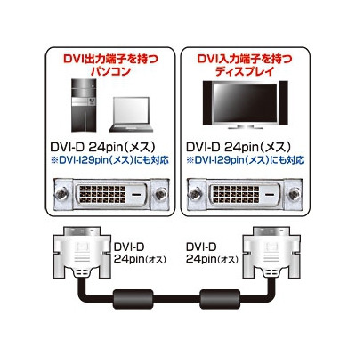 サンワサプライ DVIディスプレイ用ケーブル シングルリンクモード用 1m  KC-DVI-1SL 画像2