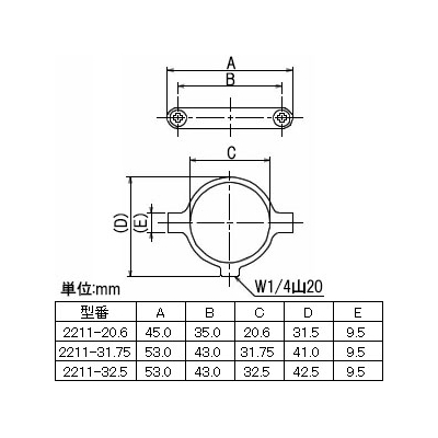 カクダイ 止め金具 パイプ外径20.6mm 取付ネジW1/4×山20 洗浄管固定金具  2211-20.6 画像3