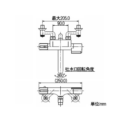 カクダイ サーモスタットシャワー混合栓 壁付けタイプ 逆止弁付  173-061 画像2