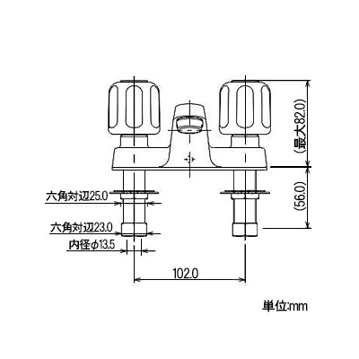 カクダイ 2ハンドル混合栓 台付けタイプ ゴム栓くさり(300mm)付  1532S 画像2