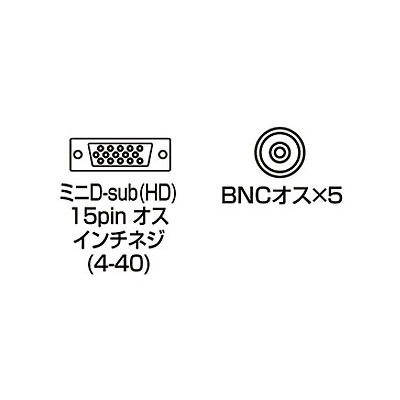 サンワサプライ ディスプレイケーブル BNC同軸ケーブル アナログRGB フェライトコア付 2m  KB-5BNC2K 画像2