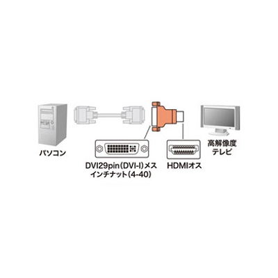 サンワサプライ HDMI変換アダプタ DVI29pin(DVI-I)メス-HDMIオス  AD-HD01 画像3