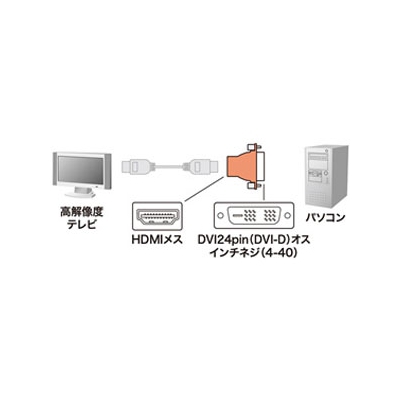 サンワサプライ HDMI変換アダプタ HDMIメス-DVI24pin(DVI-D)オス  AD-HD02 画像3