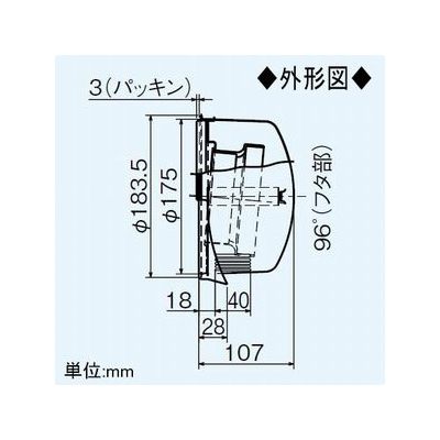 三菱 壁掛2パイプ・ダクト用ロスナイ専用フード 給・排用2台1組 水切板付 ステンレス製  P-100CVS6 画像3