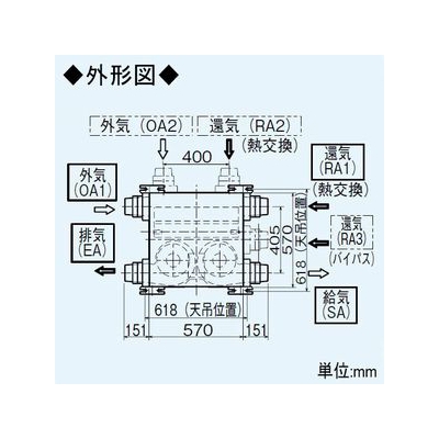 三菱 ロスナイセントラル換気システム 右タイプ 薄形ベーシックシリーズ 寒冷地仕様 居室・浴室・トイレ・洗面所用 接続パイプ:φ100mm  VL-20PZM3-R 画像2