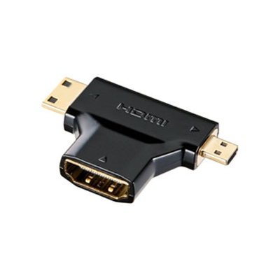 サンワサプライ HDMI変換アダプタ ミニHDMIオス/マイクロHDMIオス-HDMIメス ブラック AD-HD11MMC