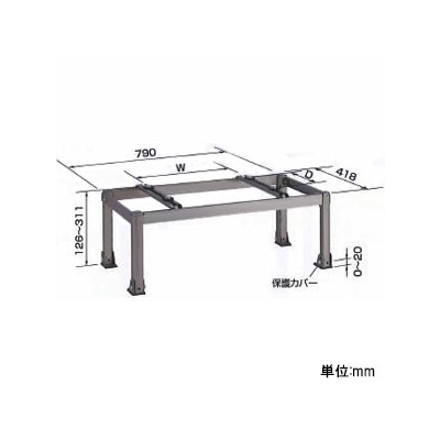 オーケー器材 アルミ製据付架台 《アルミキーパー》 平置台 耐食アルミ合金 最大積載質量80kg  K-AH63HL