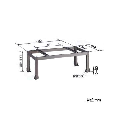 オーケー器材 アルミ製据付架台 《アルミキーパー》 平置台 耐食アルミ合金 最大積載質量80kg  K-AH83HL