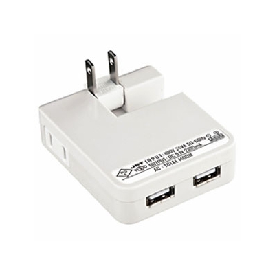 Yazawa公式卸サイト Usb充電タップ型acアダプタ Ipad Iphone Ipod用 合計2 1a 電源1個口 Usb2ポート ホワイト Aca Ip25w サンワサプライ ヤザワオンライン