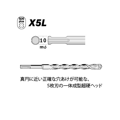 BOSCH SDSプラスビット X5Lタイプ ショートタイプ 錐径φ3.5mm 全長110mm 5本入セット  X5L035110/5 画像3