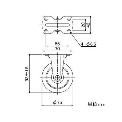 トラスコ中山 取り替えキャスター weego専用 固定式 省音タイプ 車輪径75mm ライトグリーン  TYER-75ELB-WC-LGN 画像2