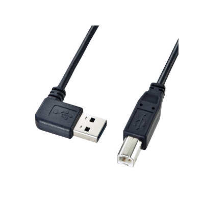 サンワサプライ 両面挿せるL型USBケーブル A-B 標準 長さ1m ブラック KU-RL1