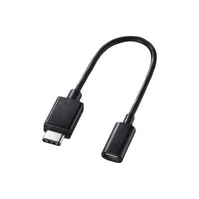 サンワサプライ Type C USB2.0 micro B変換アダプタケーブル 長さ10cm ブラック AD-USB25CMCB