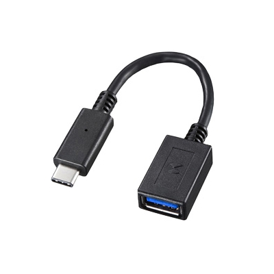 サンワサプライ Type-C USB A変換アダプタケーブル 長さ7cm ブラック AD-USB26CAF
