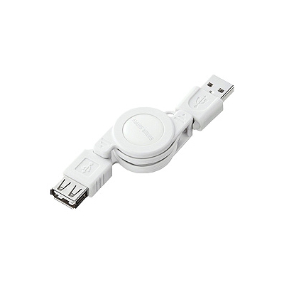 サンワサプライ 巻き取りUSB2.0モバイルケーブル ホワイト KU-M08ENW