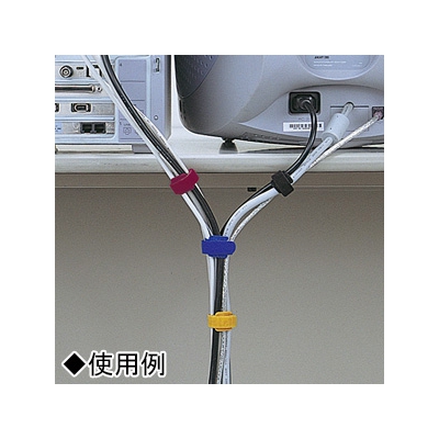 サンワサプライ ケーブルタイ(面ファスナー) ガイド穴タイプ Sサイズ ブラック 4本入  CA-MF1KN 画像3