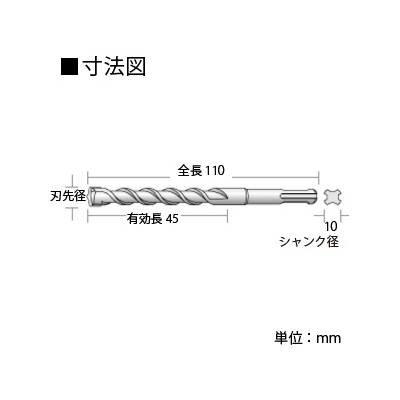 ユニカ チップトップビット 打撃+回転用 SDS-plusシャンク 刃先径3.4mm 3本セット  DP3-T34 画像2