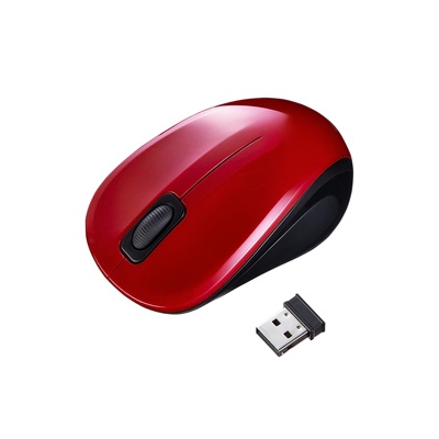 サンワサプライ 静音ワイヤレスブルーLEDマウス 2.4GHz USBコネクタ(Aタイプ) 小型サイズ レッド  MA-WBL32R