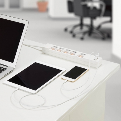 YAZAWA公式卸サイト】個別スイッチ付5AC+2USB 3.4A ホワイト YAZAWA公式卸サイト】個別スイッチ付5AC+2USB 3.4A ホワイト