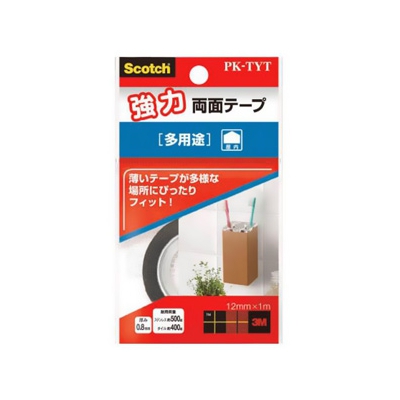 スリーエムジャパン 《スコッチ》 強力両面テープ 屋外多用途タイプ 12mm×1m グレー PK-TYT