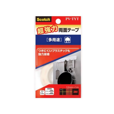 スリーエムジャパン 《スコッチ》 超強力両面テープ 多用途タイプ 12mm×1m 白 PV-TYT
