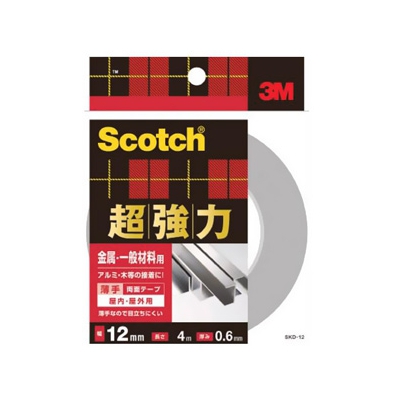 スリーエムジャパン 《スコッチ》 超強力両面テープ 金属・一般材料用 12mm×4m グレー SKD-12
