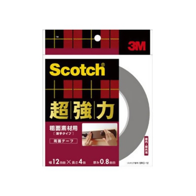 スリーエムジャパン 《スコッチ》 超強力両面テープ 粗面素材用 薄手タイプ 12mm×4m グレー SRO-12