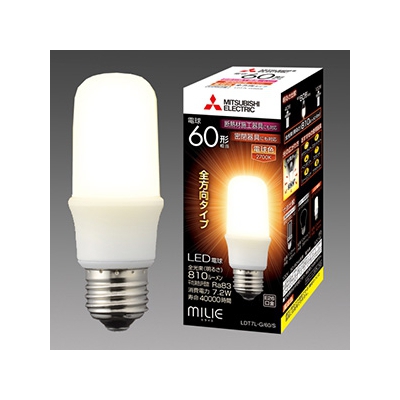 三菱 LED電球 《MILIE ミライエ》 T形全方向タイプ 一般電球形 60W形相当 全光束810lm 電球色 E26口金  LDT7L-G/60/S