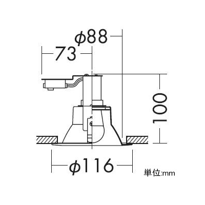 DAIKO LEDベースダウンライト ランプタイプ 高気密SGI形 非調光タイプ 白熱灯60Wタイプ 昼白色 4.7W 口金E17 ランプ付 埋込穴φ100  DDL-4763WW 画像2