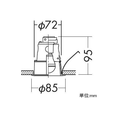 DAIKO LEDベースダウンライト M形 非調光タイプ 白熱灯60Wタイプ 電球色 4.7W 口金E17 ランプ付 埋込穴φ75  DDL-3874YW 画像2