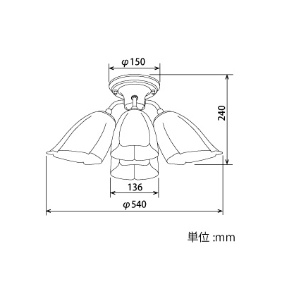 山田照明 LEDランプ交換型シャンデリア ～6畳用 非調光 LED電球7.8W×4 電球色 E26口金 ランプ付  CD-4330-L 画像2