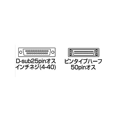 サンワサプライ SCSIケーブル D-sub25pinオス インチネジ(4-40)-ピンタイプハーフ50pinオス 1m  KB-SCMP1K 画像2