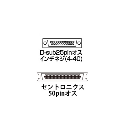 サンワサプライ SCSIケーブル D-sub25pinオスインチネジ(4-40)-セントロニクス50pinオス 1m  KB-SCM1K2 画像2
