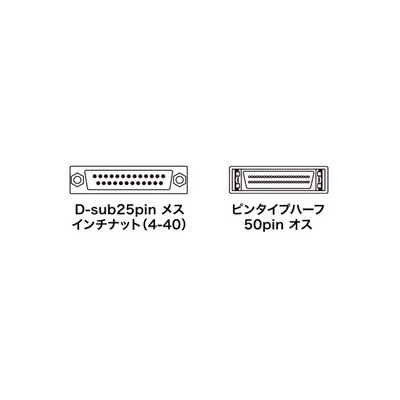 サンワサプライ SCSI変換アダプタ D-sub25pinメス インチナット(4-40)-ピンタイプハーフ50pinオス  AD-D25P50K 画像3