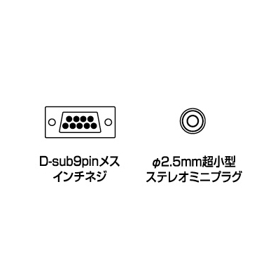 サンワサプライ デジカメケーブル(2m) FUJIFILMデジカメ用 D-sub9pinメス インチネジ(4-40)-直径2.5mm超小型ステレオミニプラグ  KB-DG02-2K 画像2