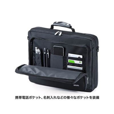 サンワサプライ PCキャリングバッグ シングルタイプ 15.6インチワイド対応 フルオープンタイプ ブラック  BAG-U54BK2 画像3