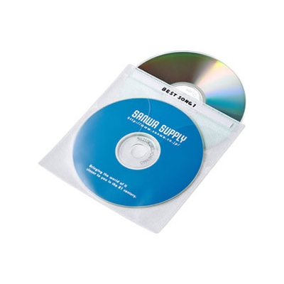 サンワサプライ DVD・CD不織布ケース 2枚収納 インデックスカード付 ホワイト 100枚セット  FCD-FN100WN