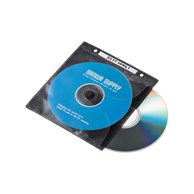 サンワサプライ DVD・CD不織布ケース 2穴付きタイプ 2枚収納 インデックスカード付 ブラック 100枚セット  FCD-FR100BKN