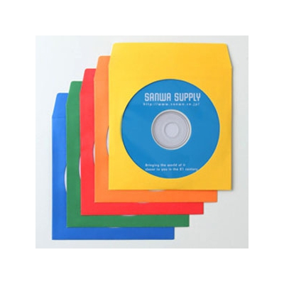 サンワサプライ DVD・CDペーパースリーブケース 1枚収納 ミックスカラー 100枚セット  FCD-PS100MXN