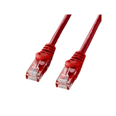 サンワサプライ カテゴリ6UTP LANケーブル RJ-45スリムコネクタ付 0.5m レッド  LA-Y6-005R