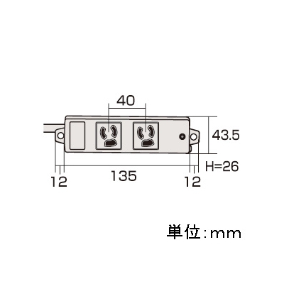 サンワサプライ 工事物件タップ 緊急用電源 3P・2個口・3m 抜け止め機能 マグネット付 差込口:レッド  TAP-K2-3R 画像2