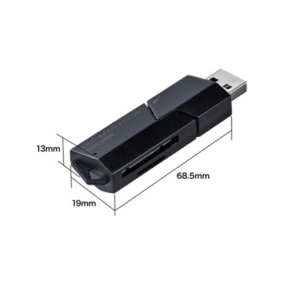 サンワサプライ USB3.0カードリーダー SDカード用 2スロット 35メディア対応  ADR-3MSDUBK 画像5