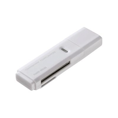 サンワサプライ USB2.0カードリーダー コンパクト直挿しタイプ 2スロット 35メディア対応 ホワイト  ADR-MSDU2W