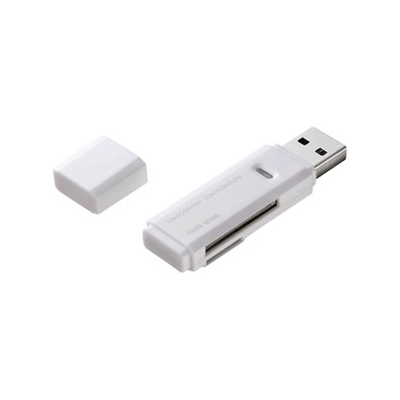 サンワサプライ USB2.0カードリーダー コンパクト直挿しタイプ 2スロット 35メディア対応 ホワイト  ADR-MSDU2W 画像2