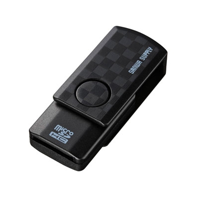 サンワサプライ microSDカードリーダー スイング式キャップ 1スロット 5メディア対応 ブラック  ADR-MCU2SWBK