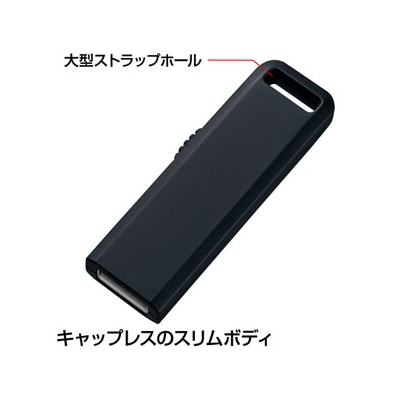 サンワサプライ USB2.0メモリ 2GB スライド式コネクタ ブラック  UFD-SL2GBKN 画像3